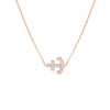 Sideways Mini CZ Anchor Necklace