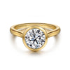 14K Yellow Gold Round Bezel Set Diamond Engagement Ring
