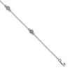 Sterling Silver Rhodium-plated Textured Bead 9 inch Plus 1 inch Extender - Total 10 inch Anklet