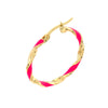 Large Neon Pink Enamel Round Twist Hoops