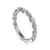 14K White Gold Vintage Inspired Marquise and Round Diamond Anniversary Band