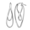 Sterling Silver RH-plated Polished Twisted Oval Hoop Earrings