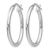 Sterling Silver RH-plated Polished Oval Hinged Hoop Earrings