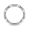 14K White Gold Channel Set Baguette and Round Diamond Anniversary Band