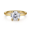 14K Yellow Gold Round Solitaire Diamond Engagement Ring