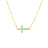 Lt.Turquoise Enamel Sideways Cross Necklace