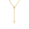 Mary and Cross Curb Chain Lariat Necklace