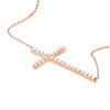 Plated Sterling Silver Long CZ Cross Necklace