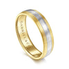 14K White-Yellow Gold 6mm - Two Tone Men's Wedding Band in Satin Finish