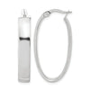 14K with White Rhodium Plating Polished Oval Hoop Earrings