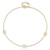 14K Two-tone Flower 3-Station 10 inch Plus 1 inch Extender - Total 11 inch Anklet