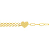 50/50 Paper Clip + Double Rolo Heart Bracelet