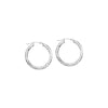 Sterling Silver 3mm x 30mm Diamond-Cut Hoop Earrings