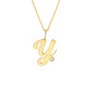 Script 'Y' with Diamond Bezel Necklace
