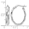 14K White Gold Polished Twisted Oval Hoop Earrings