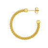 Plated Sterling Silver Beaded Hoop Earrings