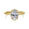 14K Yellow Gold Oval Hidden Halo Diamond Engagement Ring