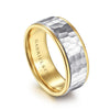 14K White-Yellow Gold 8mm - Hammered Men's Wedding Band