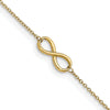 14K Polished Infinity 9 inch Plus 1 inch Extender - Total 10 inch Anklet