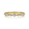 14K Yellow Gold Double Prongs Marquise and Round Diamond Anniversary Band