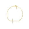 Plated Sterling Silver Long CZ Cross Bracelet