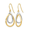 10K Two-tone Polished Shepherd Hook Dangle Earrings
