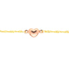 Two-Tone Rose Heart Trio Adjustable Anklet