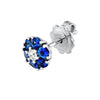 Sapphire &amp; Diamond Cluster Stud Earrings
