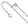 Sterling Silver RH-plated Adjustable .95mm Round Box Chain