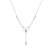 Sterling Silver Virgin Mary and Cross Drop Adjustable Choker