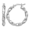 Sterling Silver RH-plated Polished Twisted Hinged Hoop Earrings