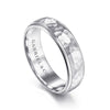 14K White Gold 6mm - Hammered Finish Men's Wedding Band
