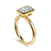 14K Yellow Gold Emerald Cut Bezel Set Diamond Engagement Ring