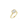 14K Yellow 8x6 mm Emerald .06 CTW Diamond Semi-Set Engagement Ring