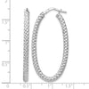 Sterling Silver RH-plt Polish/Textured Oval Hinged Hoop Earrings