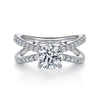 14K White Gold Split Shank Round Diamond Engagement Ring
