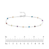 Sterling Silver Color CZ Stations on Chain Adjustable Anklet