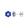 Sapphire &amp; Diamond Cluster Stud Earrings