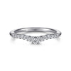 Curved 14K White Gold Shared Prong Diamond Wedding Band