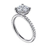 14K White Gold Round Hidden Halo Diamond and Engagement Ring