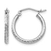 10K White Gold D/C Hinged Hoop Earrings