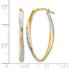 10K Gold White Rhodium-plated D/C Hoop Earrings