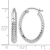 10K White Gold D/C Oval Hinged Hoop Earrings