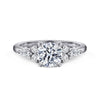 14K White Gold Round Diamond Cluster Engagement Ring