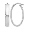 Sterling Silver RH-plated Polished Oval Hinged Hoop Earrings