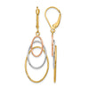 14K Tri-color Leverback Earrings