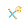 X Stud Earrings with Simulated Turquoise
