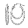 Sterling Silver RH-plated Polished D/C Oval Hoop Earrings