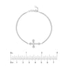 Plated Sterling Silver Sideways CZ Cross Bracelet