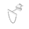 Horizontal Bar Earrings with Chain Drape